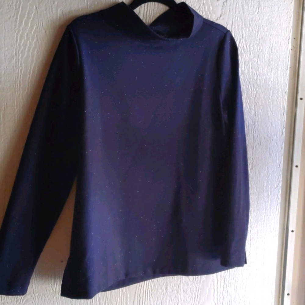 Midnight Blue Speckled Mock Neck Sweater
